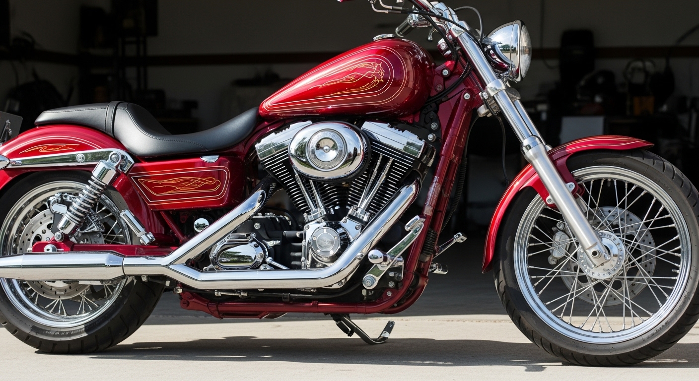 Moto brilhando após lavação premium